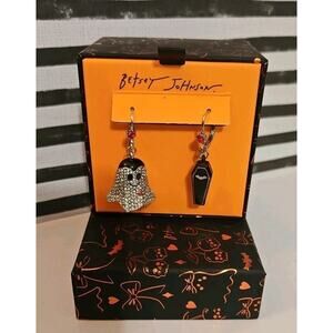 Betsey Johnson Earrings Vampire Ghost Coffin Halloween Earrings